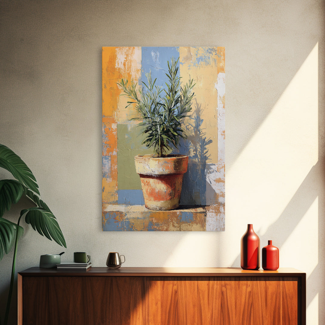 Terra Cotta Pot Framed Canvas Print, Italian Villa Art, Digital Art Print, Living Room Decor, Fine Art, Villa, Luxury Decor, IVA-2x3-6