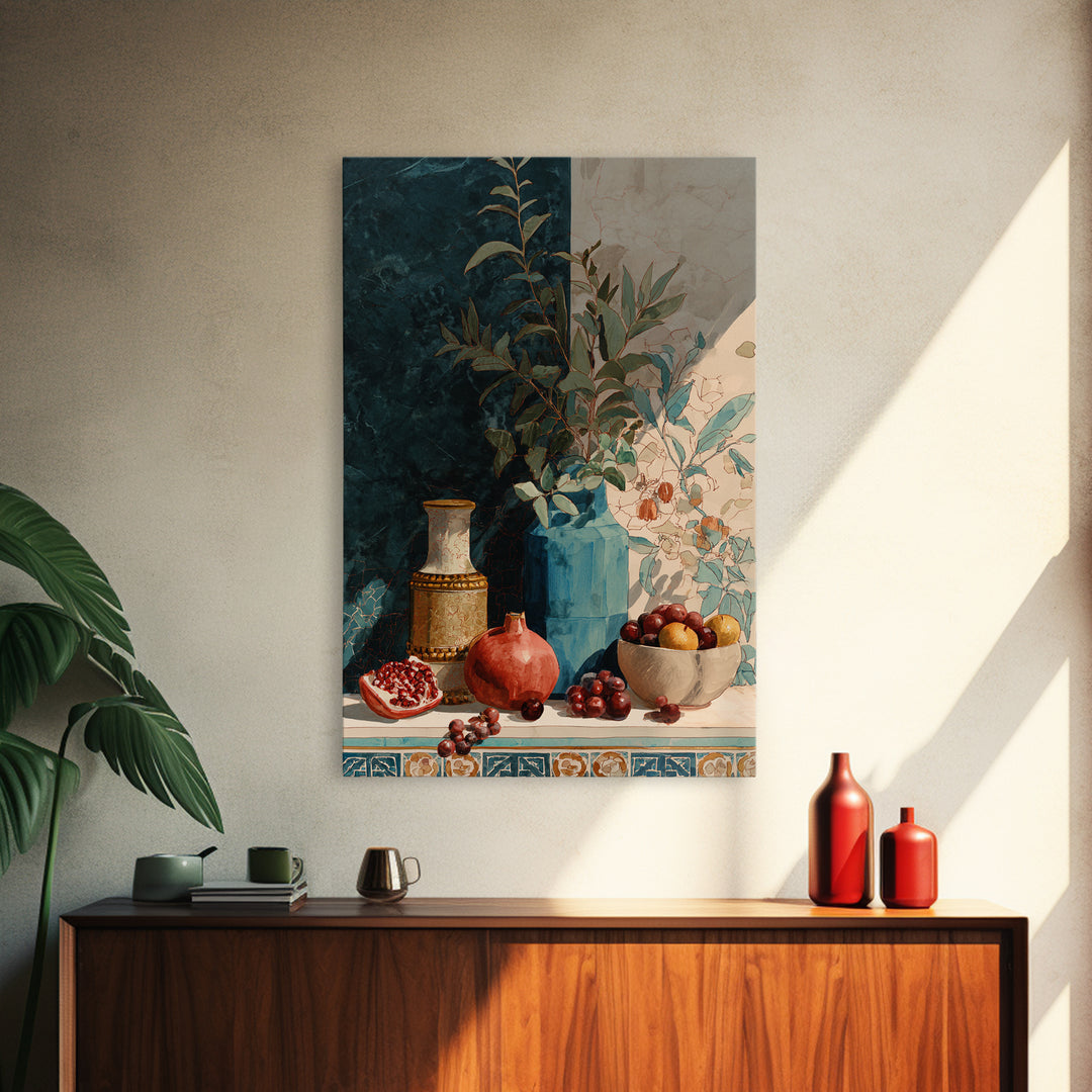 Marble Fruit Still Life Canvas Print, Italian Villa Art, Original Painting, Living Room Decor, Villa, Landscape Painting, IVA-2x3-7