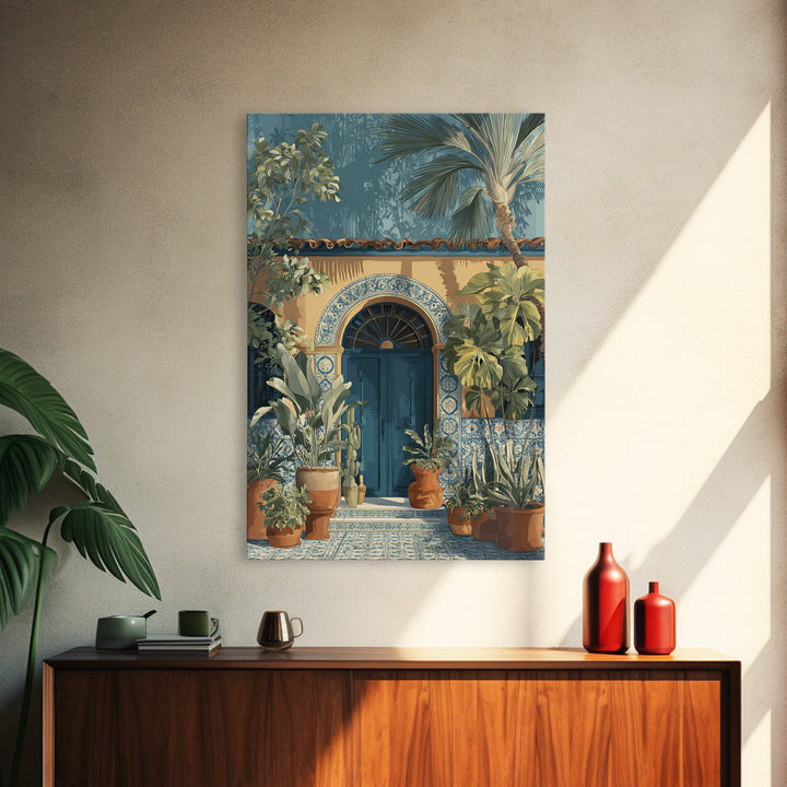 Italian Tile Pattern Framed Canvas Print, Italian Villa Art, Textured Painting, Living Room Decor, Villa, Living Room Wall Art, IVA-2x3-73