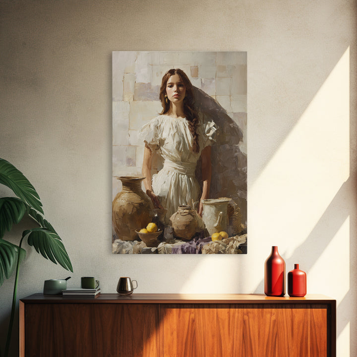 Renaissance Inspired Portrait with Modern Softness Canvas Print, Italian Villa Art, Boho Decor, Living Room Decor, Villa, IVA-2x3-74