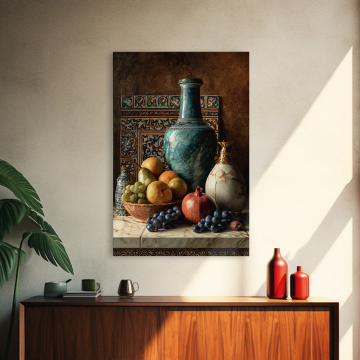 Marble Fruit Still Life Canvas Print, Italian Villa Art, Rustic Home Decor, Living Room Decor, Fine Art, Villa, Boho Decor, IVA-2x3-79
