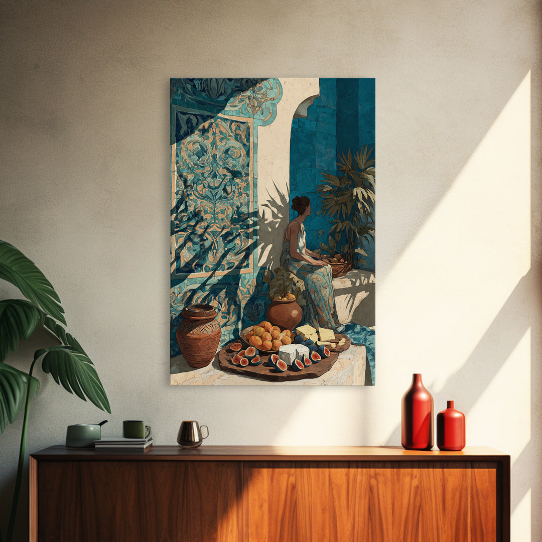 Figs and Cheese on Rustic Wooden Board Canvas Print, Italian Villa Art, Printable Wall Art, Living Room Decor, Villa, IVA-2x3-89