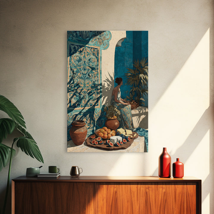 Figs and Cheese on Rustic Wooden Board Canvas Print, Italian Villa Art, Printable Wall Art, Living Room Decor, Villa, IVA-2x3-89