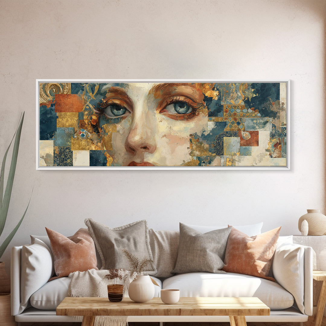 Renaissance Inspired Portrait with Modern Softness Canvas Print, Italian Villa Art, Boho Decor, Living Room Decor, Villa, IVA-3x1-10