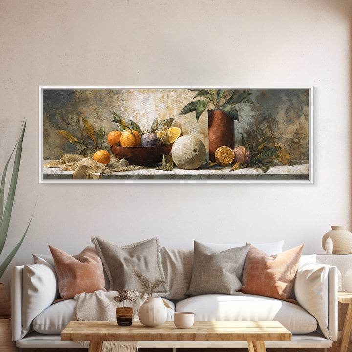 Marble Fruit Still Life Framed Canvas Print, Italian Villa Art, Gallery Wall Set, Living Room Decor, Fine Art, Villa, IVA-3x1-15