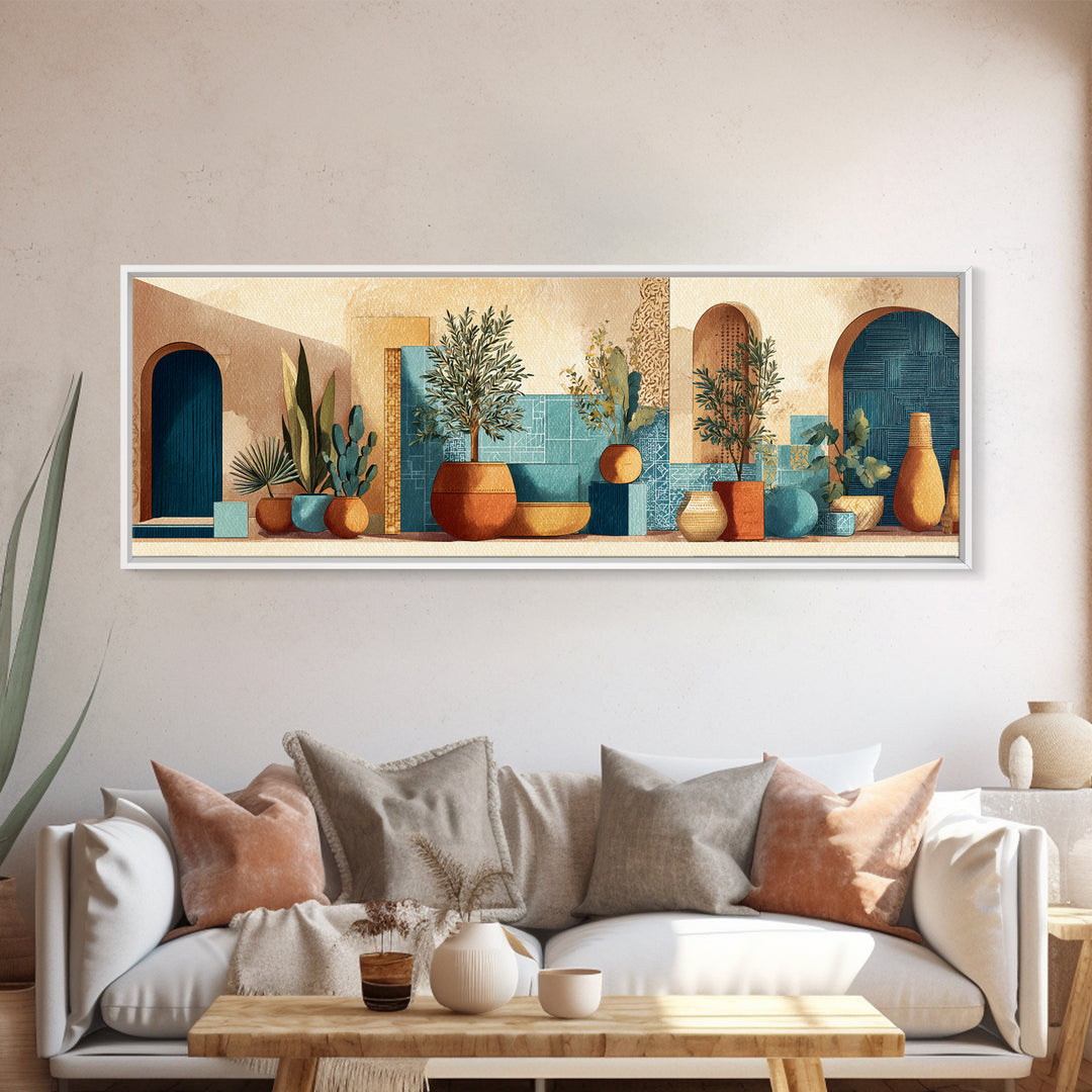 Terra Cotta Pot Canvas Print, Italian Villa Art, Minimalist Decor, Living Room Decor, Fine Art, Villa, Bedroom Wall Art, IVA-3x1-38