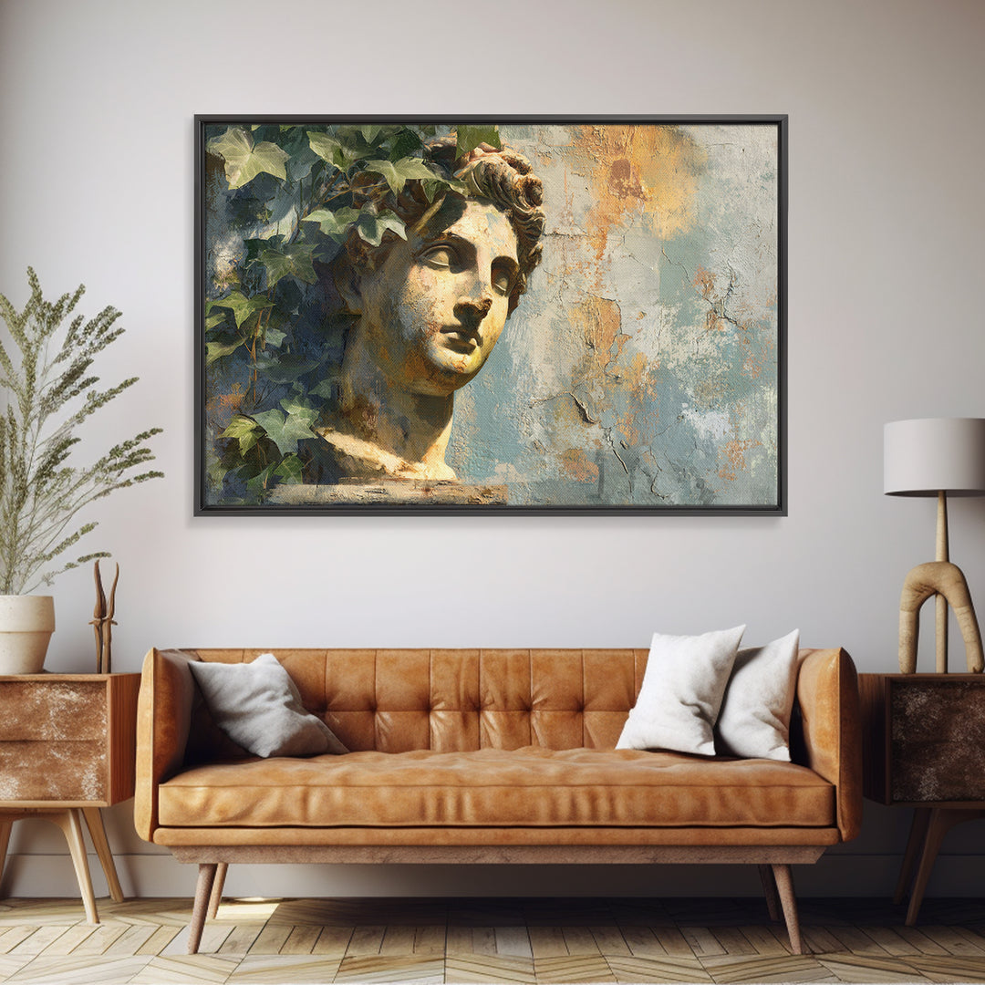 Classic Roman Statue Bust Canvas Print, Italian Villa Art, Art Print, Living Room Decor, Watercolor Art, Villa, Printable Art, IVA-3x2-16