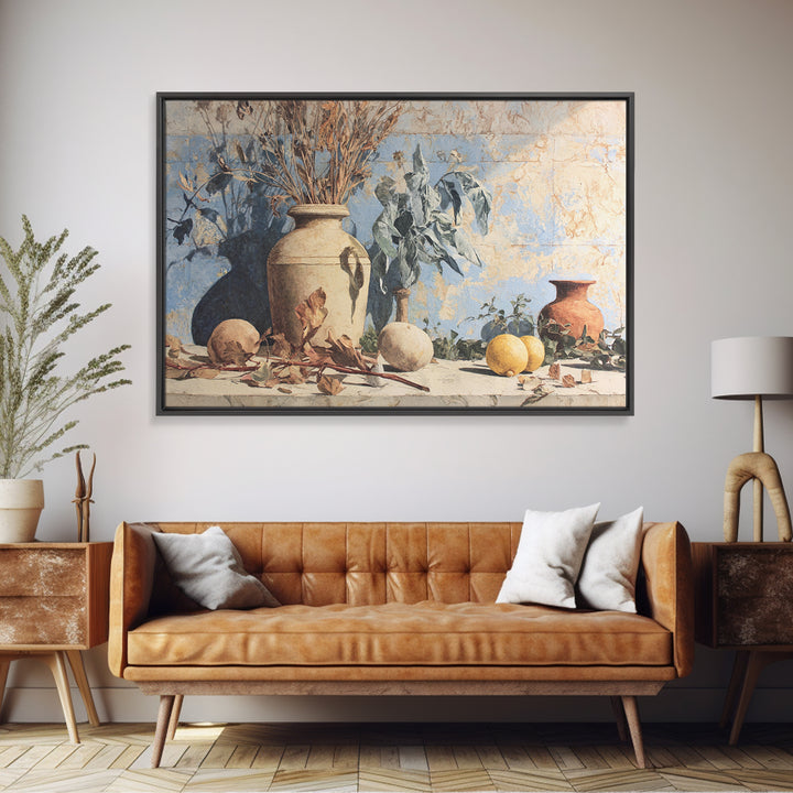 Marble Fruit Still Life Canvas Print, Italian Villa Art, Statement Artwork, Living Room Decor, Fine Art, Villa, Oil Painting, IVA-3x2-3