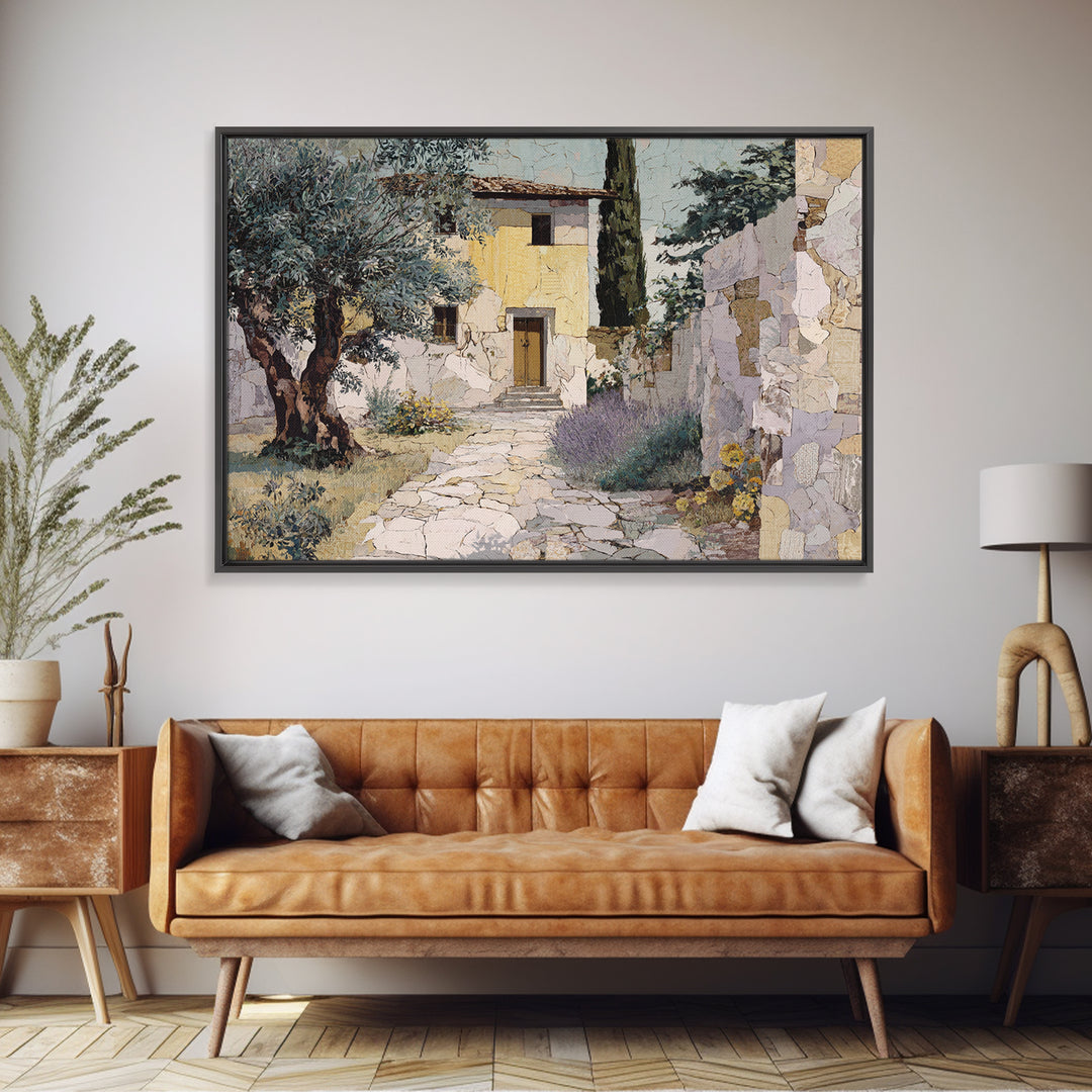 Olive Grove Path Framed Canvas Print, Italian Villa Art, Oil Painting, Living Room Decor, Fine Art, Villa, Farmhouse Wall Art, IVA-3x2-31