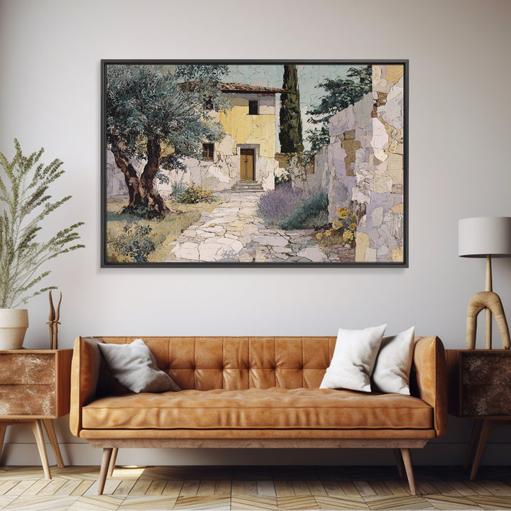 Olive Grove Path Framed Canvas Print, Italian Villa Art, Oil Painting, Living Room Decor, Fine Art, Villa, Farmhouse Wall Art, IVA-3x2-31