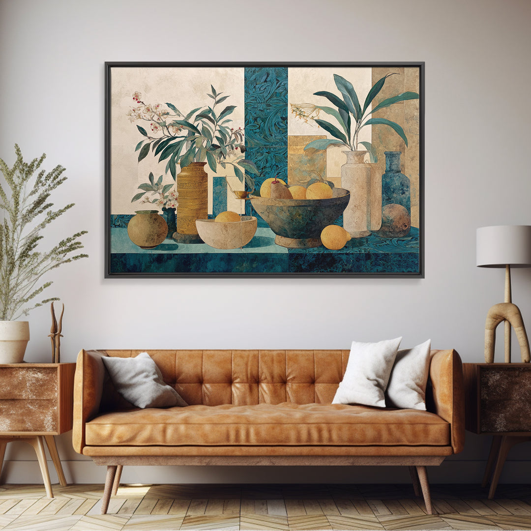 Marble Fruit Still Life Canvas Print, Italian Villa Art, Original Painting, Living Room Decor, Villa, Landscape Painting, IVA-3x2-51