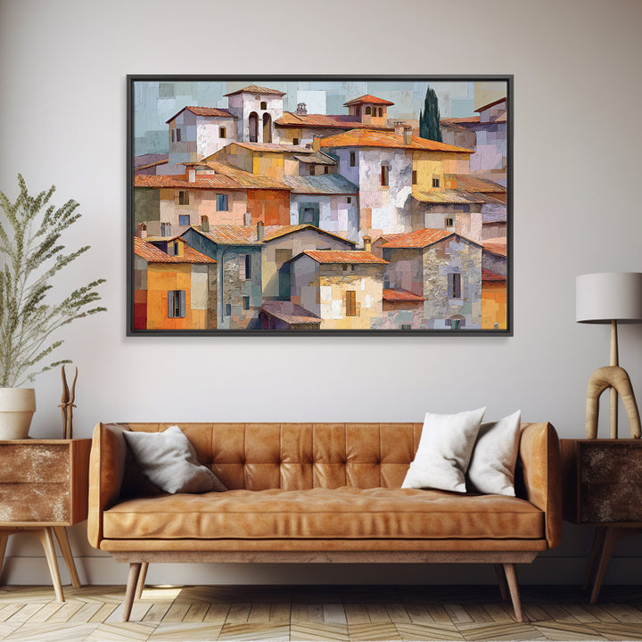 Terracotta Rooftops Against Pale Sky Canvas Print, Italian Villa Art, Living Room Wall Art, Living Room Decor, Fine Art, Villa, IVA-3x2-56
