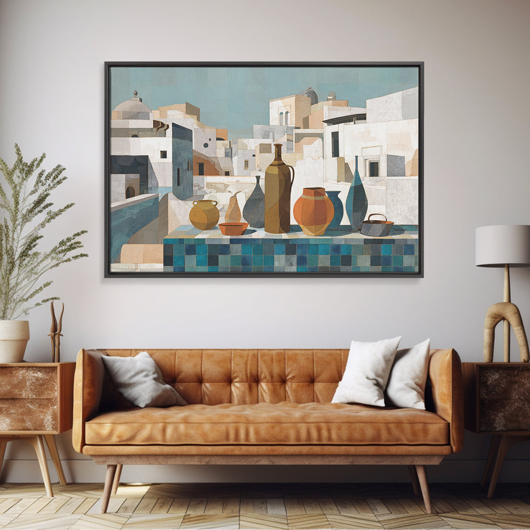 Terracotta Rooftops Against Pale Sky Canvas Print, Italian Villa Art, Farmhouse Wall Art, Living Room Decor, Villa, IVA-3x2-80