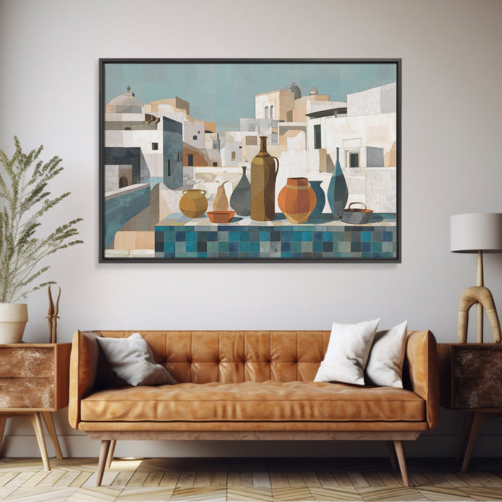 Terracotta Rooftops Against Pale Sky Canvas Print, Italian Villa Art, Farmhouse Wall Art, Living Room Decor, Villa, IVA-3x2-80