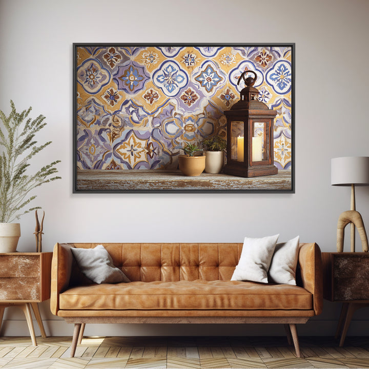Italian Tile Pattern Canvas Print, Italian Villa Art, Coastal Decor, Living Room Decor, Fine Art, Villa, Landscape Print, IVA-3x2-93