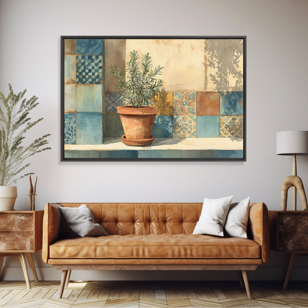 Terra Cotta Pot Canvas Print, Italian Villa Art, Living Room Wall Art, Living Room Decor, Fine Art, Villa, Gallery Wall Set, IVA-3x2-98