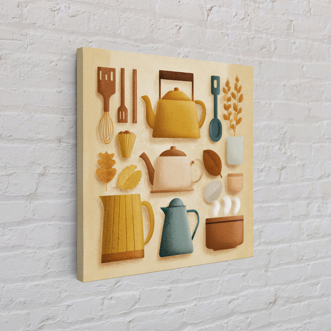 Kitchen Utensil Silhouettes Framed Canvas Print, Kitchen Art, Kitchen Print, Kitchen Decor, Fine Art, Kitchen, Art Print, KIT-1x1-21