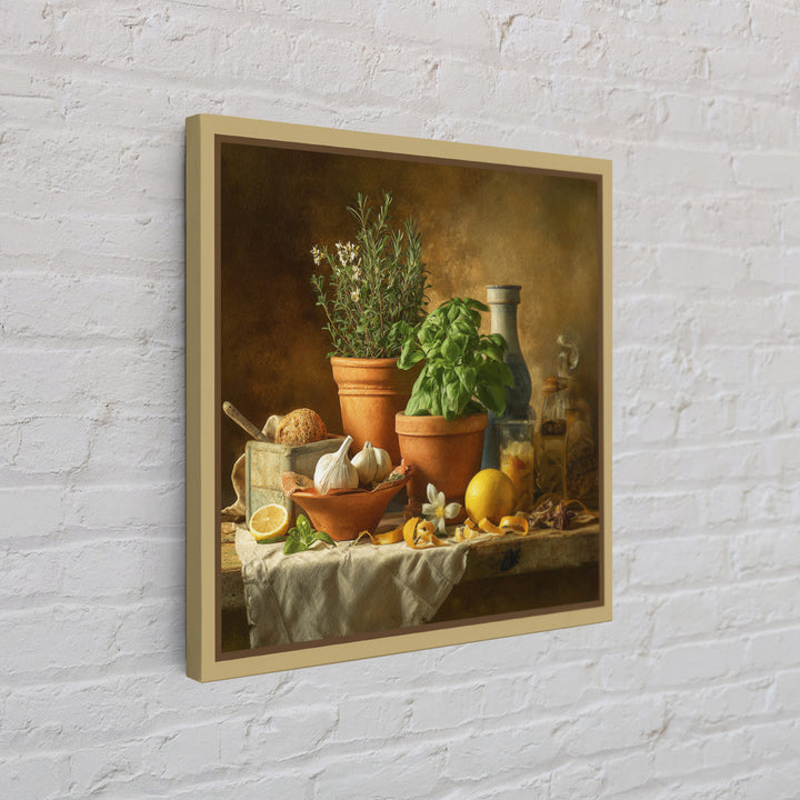 Fresh Herbs in Terracotta Pots Canvas Print, Kitchen Art, Modern Decor, Kitchen Decor, Fine Art, Kitchen, Home Decor, KIT-1x1-25
