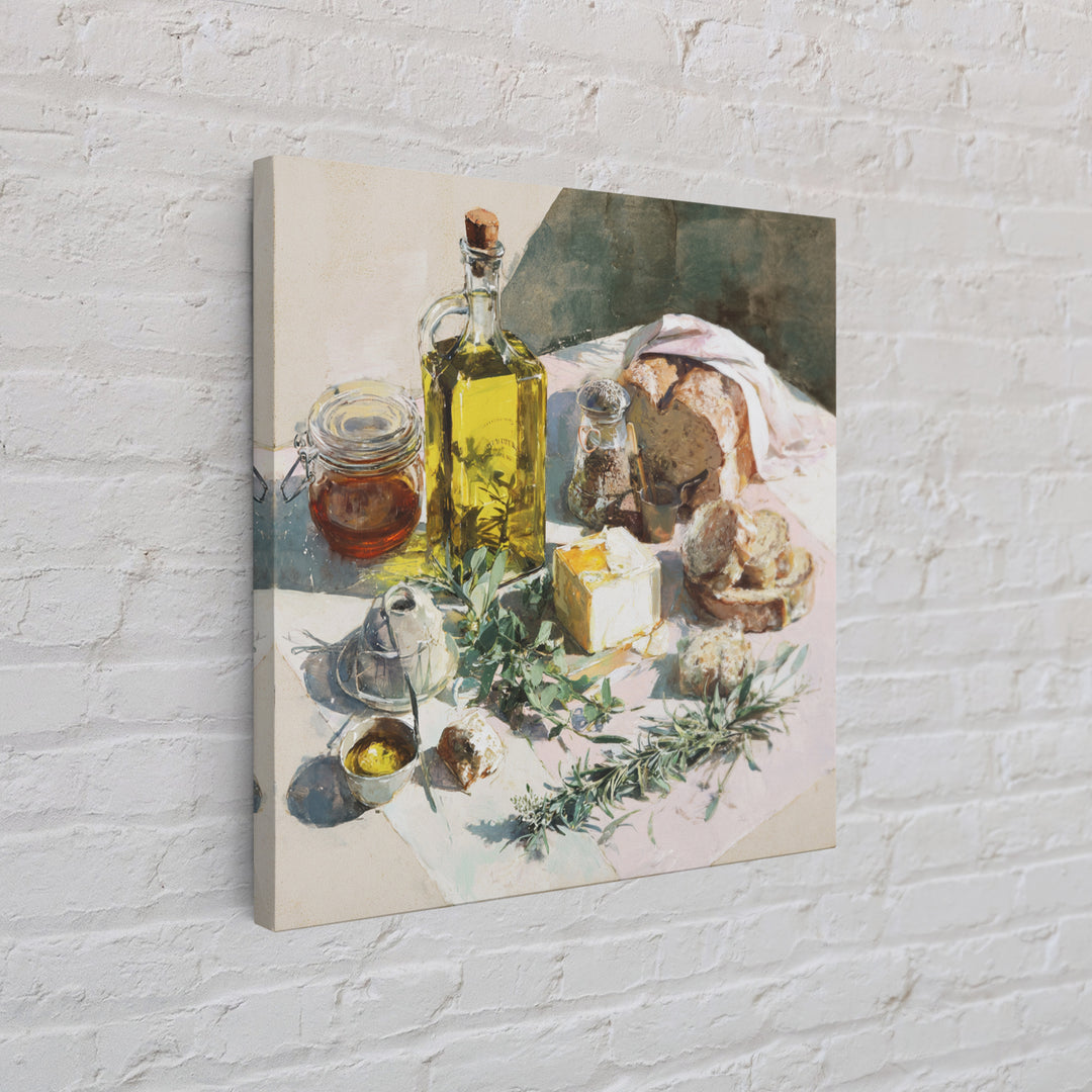 Olive Oil Bottle and Rosemary Branch Framed Canvas Print, Kitchen Art, Fine Art Print, Kitchen Decor, Fine Art, Kitchen, KIT-1x1-29