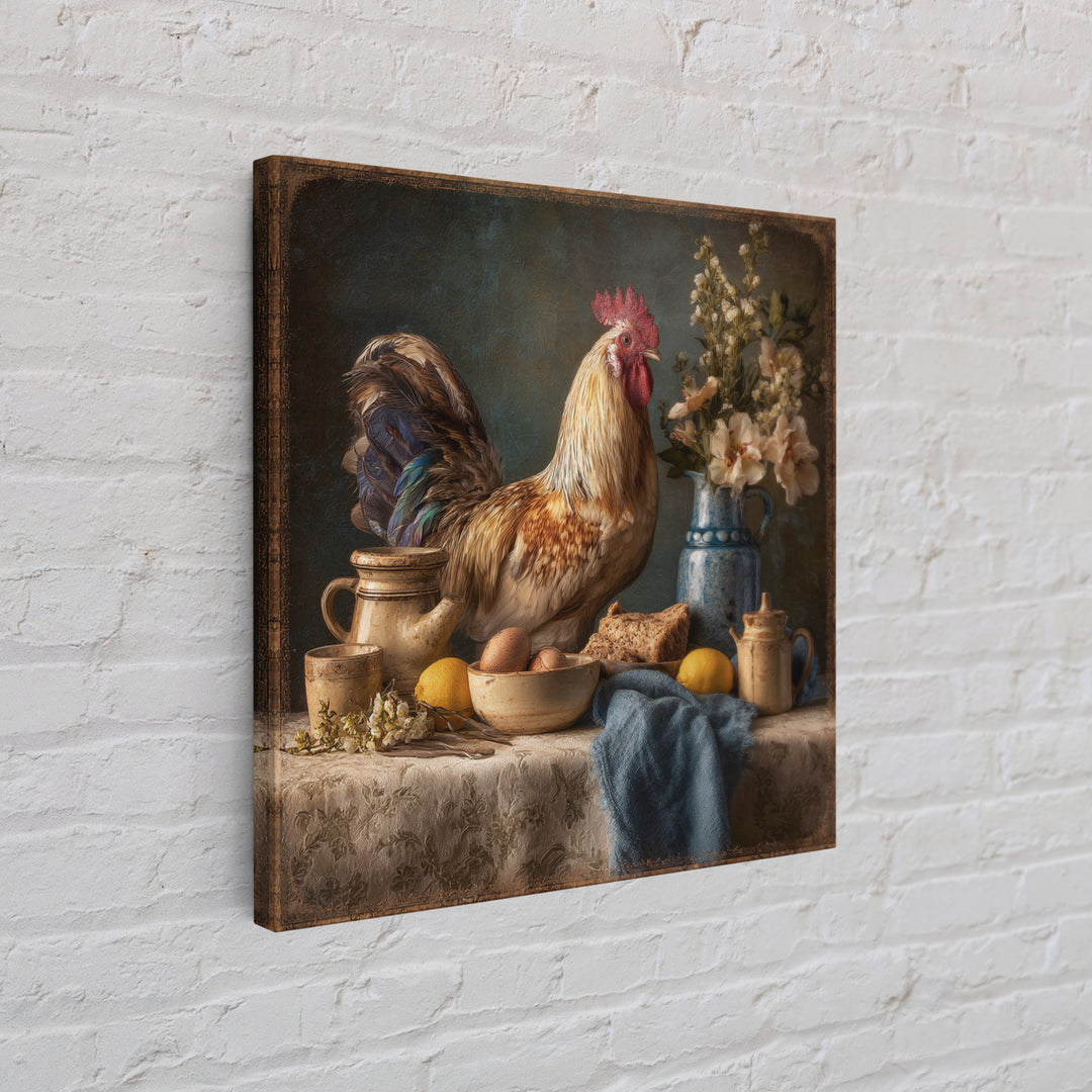 Rooster Portrait for Country Kitchen Charm Framed Canvas Print, Kitchen Art, Art Print, Kitchen Decor, Oil Painting, Kitchen, KIT-1x1-40