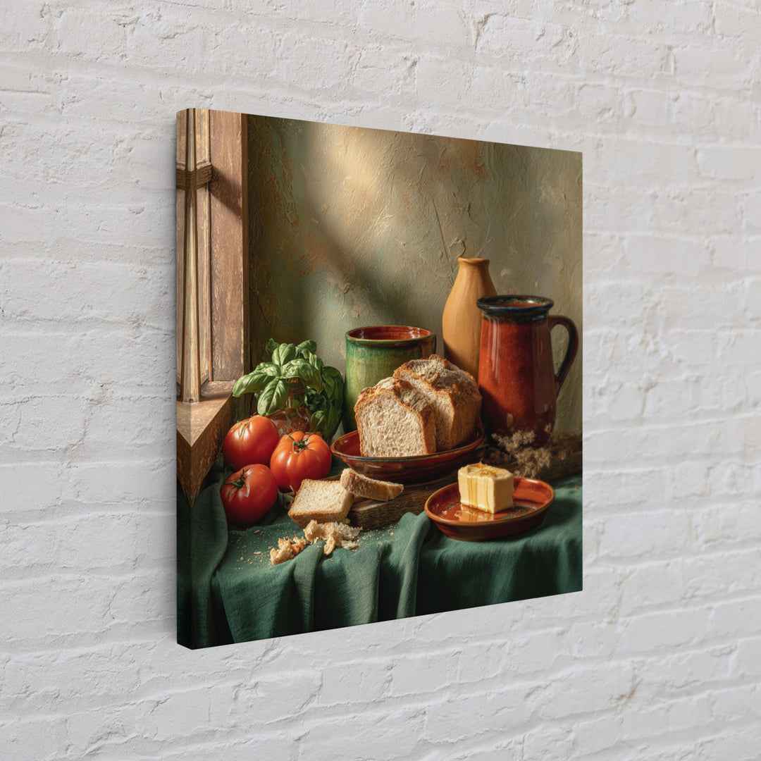 Fresh Bread with Butter and Honey Framed Canvas Print, Kitchen Art, Kitchen Prints, Kitchen Decor, Abstract Art, Kitchen, KIT-1x1-42