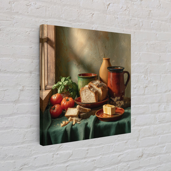Fresh Bread with Butter and Honey Framed Canvas Print, Kitchen Art, Kitchen Prints, Kitchen Decor, Abstract Art, Kitchen, KIT-1x1-42
