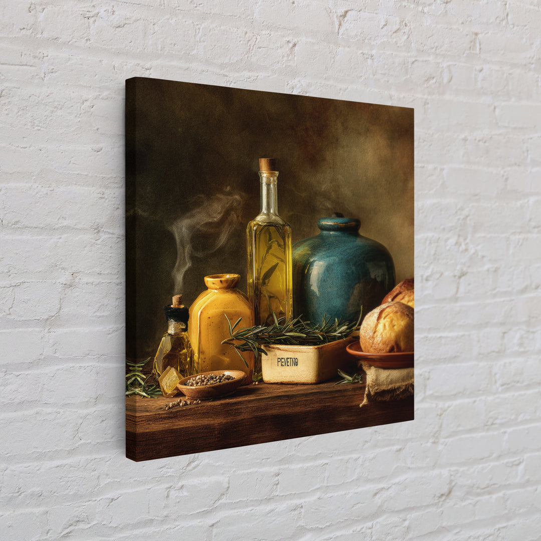 Olive Oil Bottle and Rosemary Branch Framed Canvas Print, Kitchen Art, Fine Art Print, Kitchen Decor, Fine Art, Kitchen, KIT-1x1-53