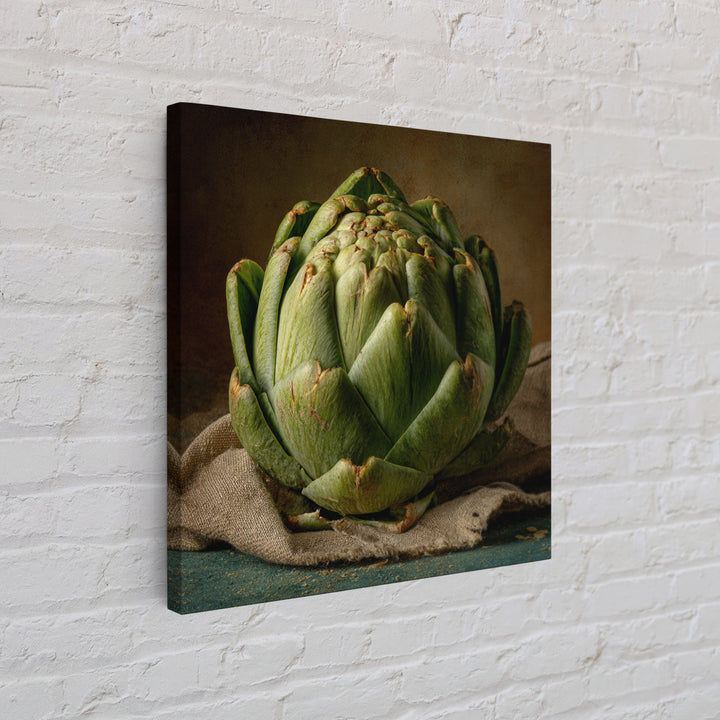 Artichoke Closeup in Painterly Green Tones Framed Canvas Print, Kitchen Art, Kitchen Prints, Kitchen Decor, Fine Art, Kitchen, KIT-1x1-68