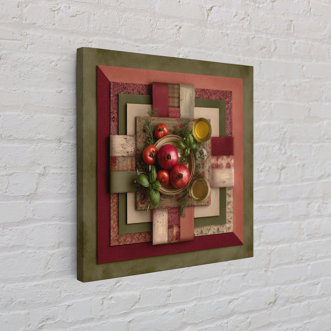 Figs Pomegranates and Linen Composition Framed Canvas Print, Kitchen Art, Poster Art, Kitchen Decor, Fine Art, Kitchen, KIT-1x1-70