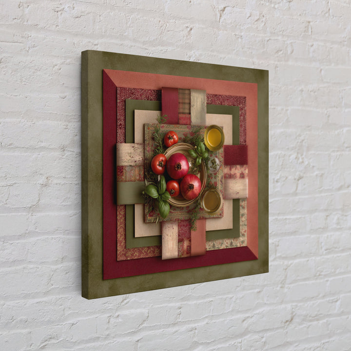Figs Pomegranates and Linen Composition Framed Canvas Print, Kitchen Art, Poster Art, Kitchen Decor, Fine Art, Kitchen, KIT-1x1-70