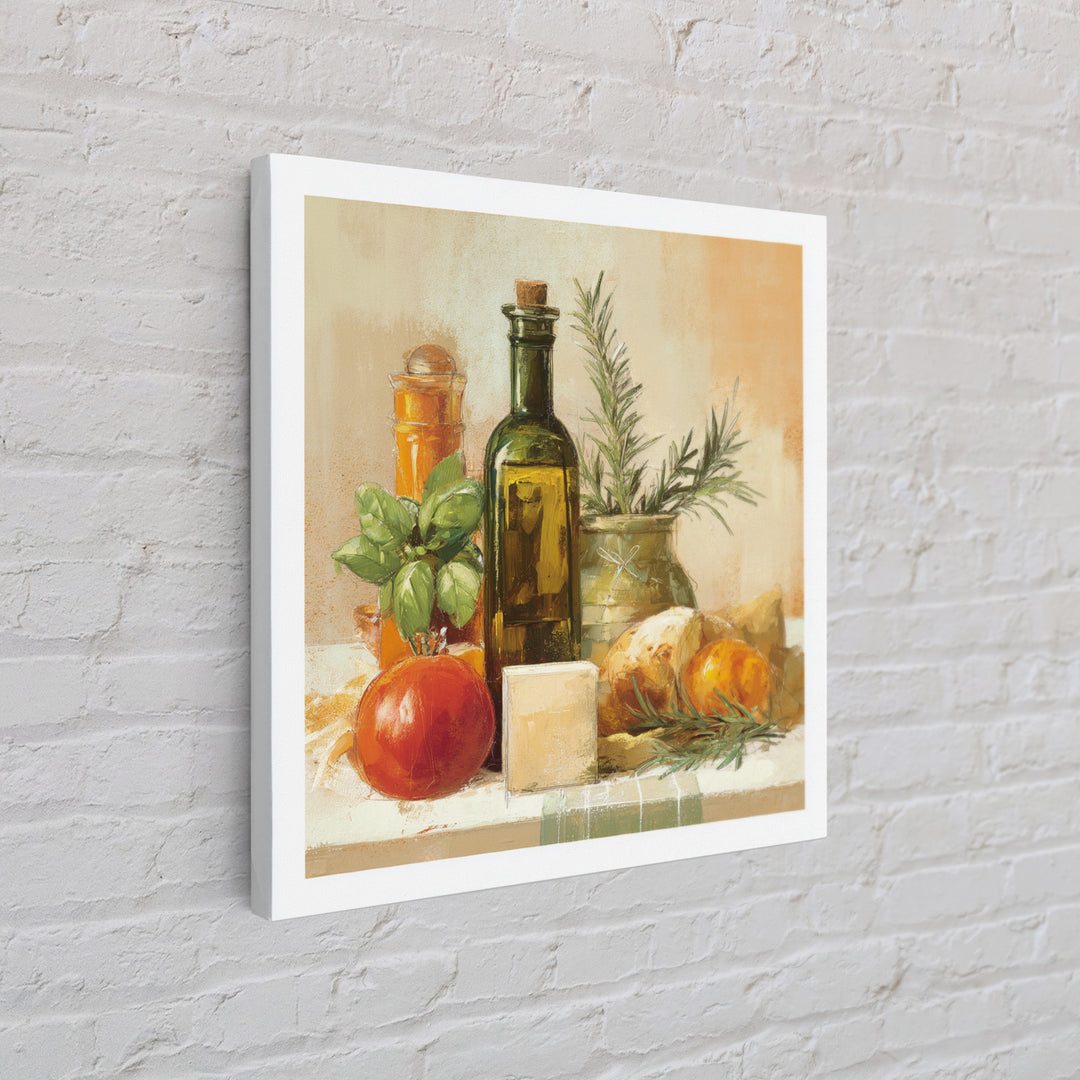 Olive Oil Bottle and Rosemary Branch Canvas Print, Kitchen Art, Room Decor, Kitchen Decor, Fine Art, Kitchen, Digital Art, KIT-1x1-77