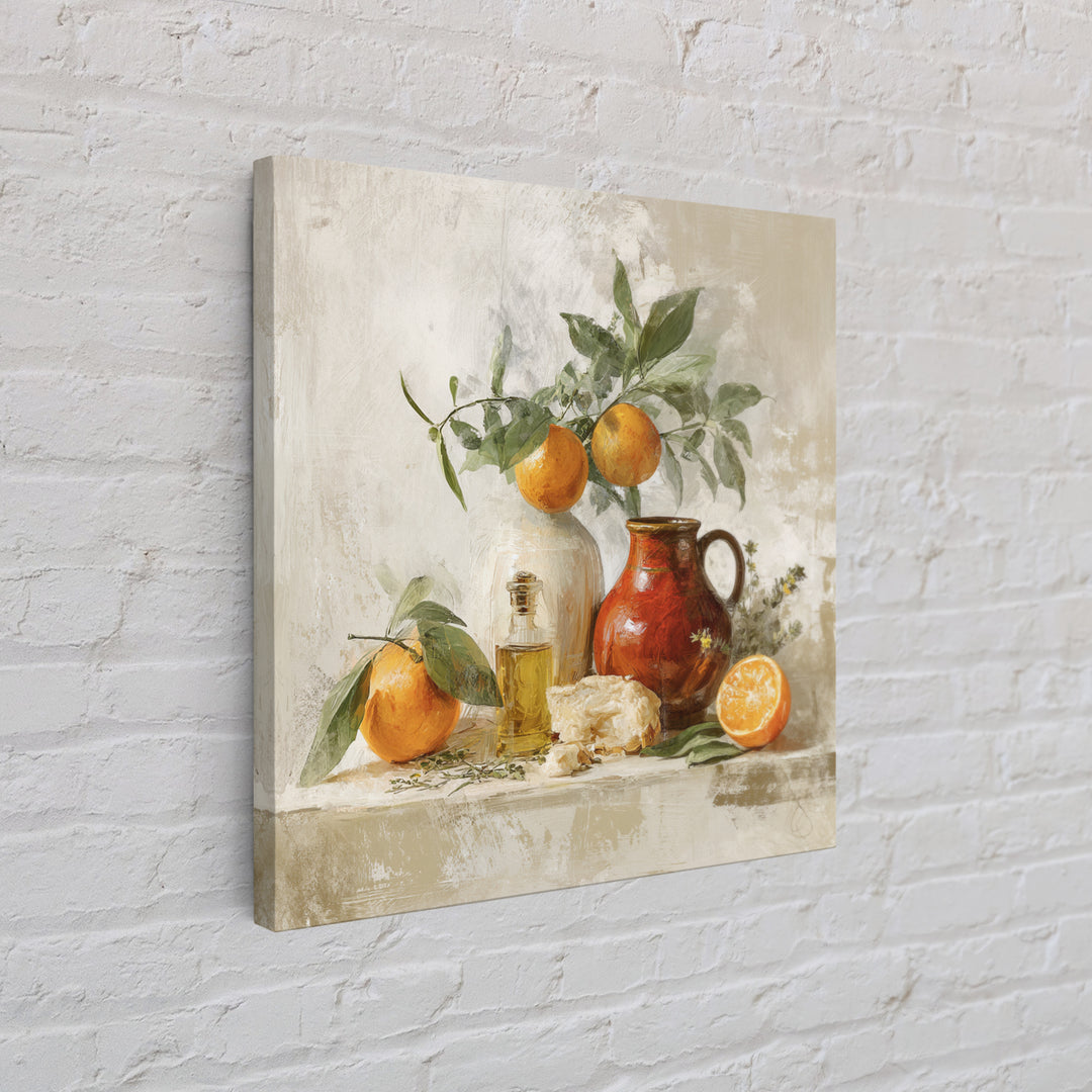 Orange Citrus Botanical Branch Framed Canvas Print, Kitchen Art, Statement Artwork, Kitchen Decor, Oil Painting, Kitchen, KIT-1x1-83