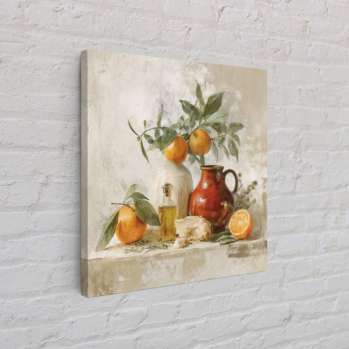 Orange Citrus Botanical Branch Framed Canvas Print, Kitchen Art, Statement Artwork, Kitchen Decor, Oil Painting, Kitchen, KIT-1x1-83