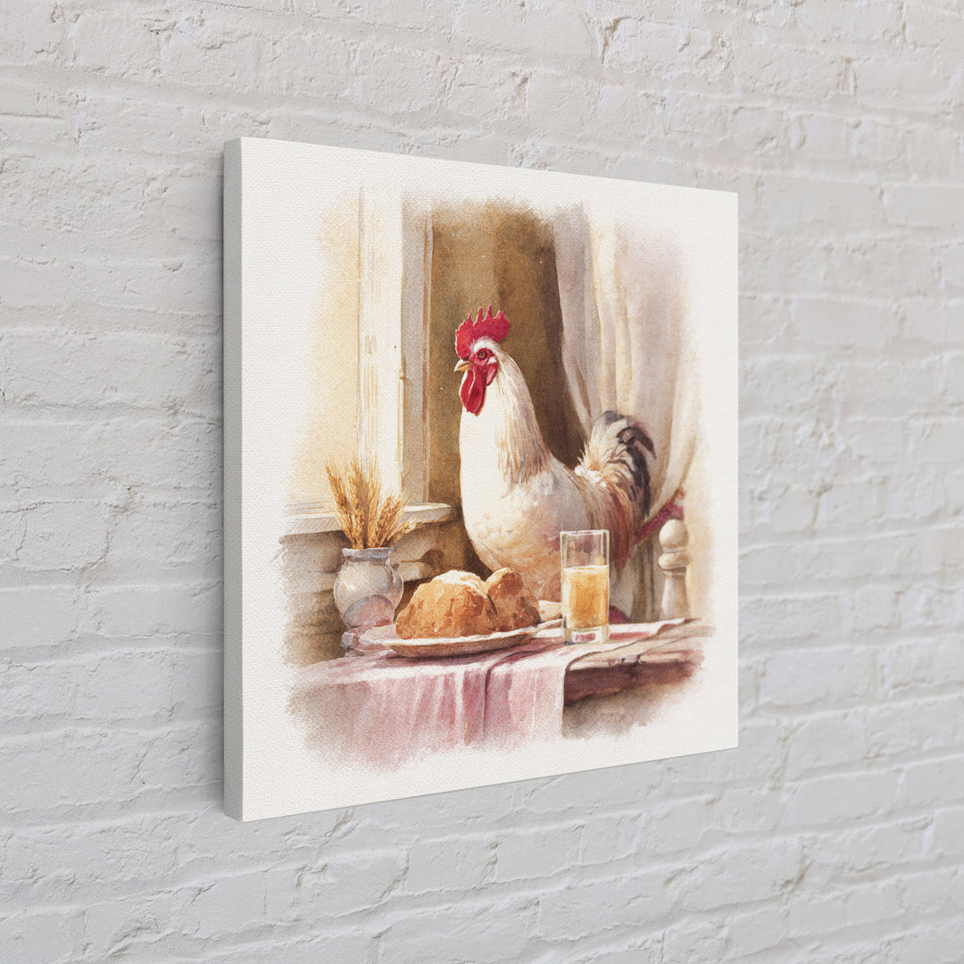 Rooster Portrait for Country Kitchen Charm Framed Canvas Print, Kitchen Art, Textured Painting, Kitchen Decor, Kitchen, KIT-1x1-88