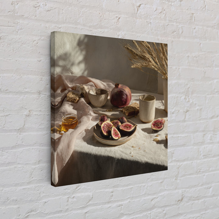 Figs Pomegranates and Linen Composition Canvas Print, Kitchen Art, Kitchen Art Print, Kitchen Decor, Abstract Art, Kitchen, KIT-1x1-94