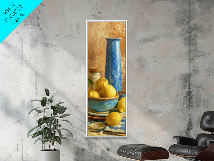 Lemons and Blue Ceramic Bowl Still Life Canvas Print, Kitchen Art, Kitchen Print, Kitchen Decor, Fine Art, Kitchen, Art Print, KIT-1x3-38