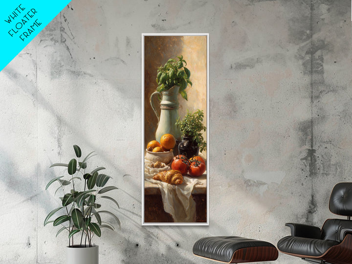 Coffee Pot and Croissant Morning Still Life Canvas Print, Kitchen Art, Digital Art, Kitchen Decor, Fine Art, Kitchen, KIT-1x3-43