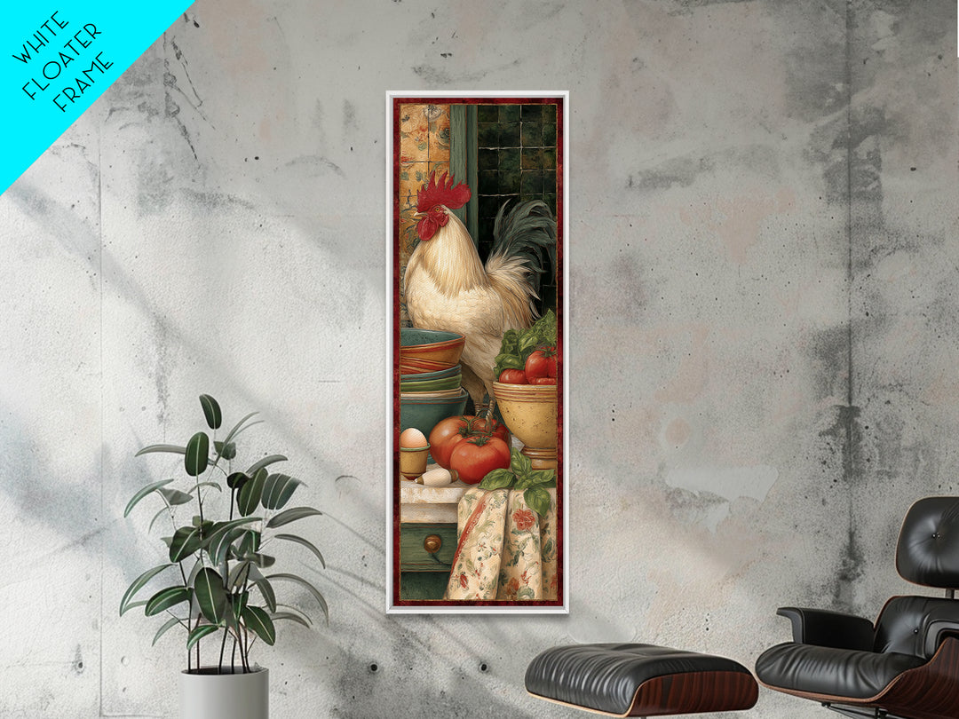 Rooster Portrait for Country Kitchen Charm Framed Canvas Print, Kitchen Art, Home Decor, Kitchen Decor, Oil Painting, Kitchen, KIT-1x3-52