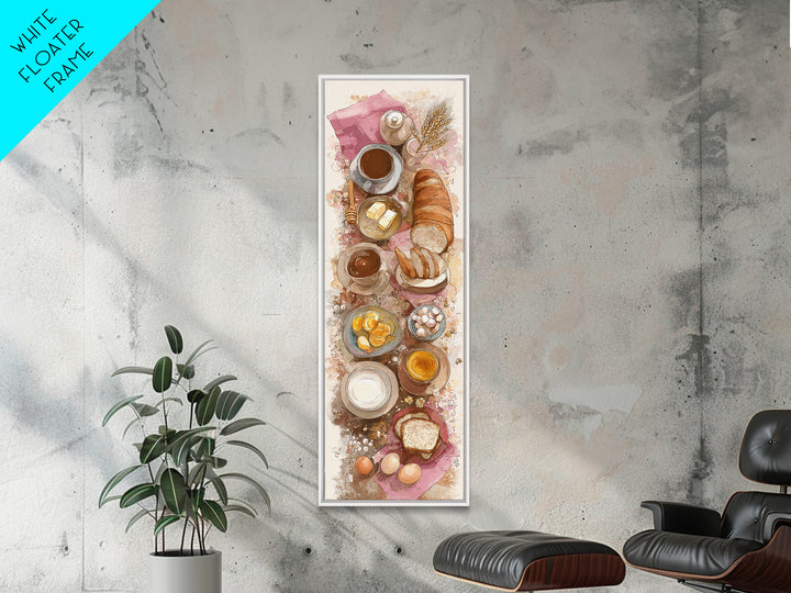 Fresh Bread with Butter and Honey Framed Canvas Print, Kitchen Art, Trendy Wall Art, Kitchen Decor, Oil Painting, Kitchen, KIT-1x3-54