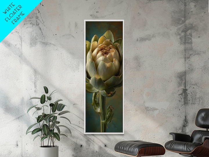 Artichoke Closeup in Painterly Green Tones Canvas Print, Kitchen Art, Digital Art, Kitchen Decor, Kitchen, Minimalist Wall Art, KIT-1x3-56