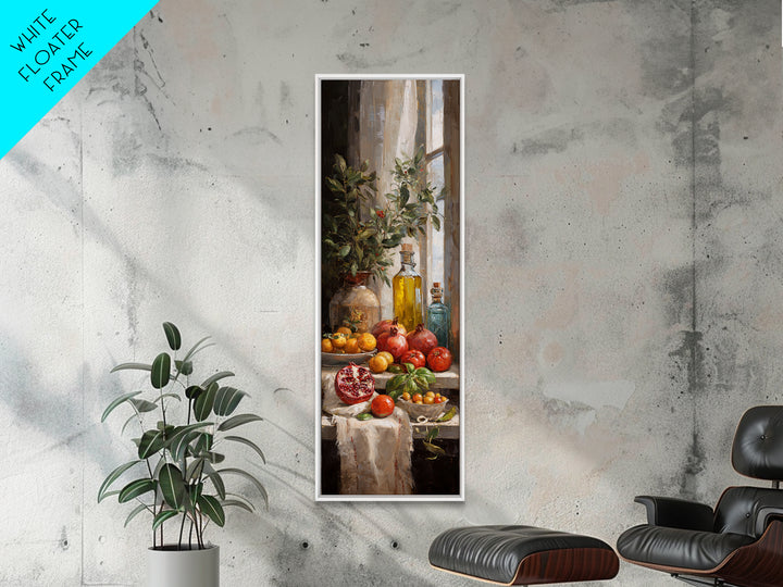 Figs Pomegranates and Linen Composition Framed Canvas Print, Kitchen Art, Dining Room Wall Art, Kitchen Decor, Abstract Art, KIT-1x3-58