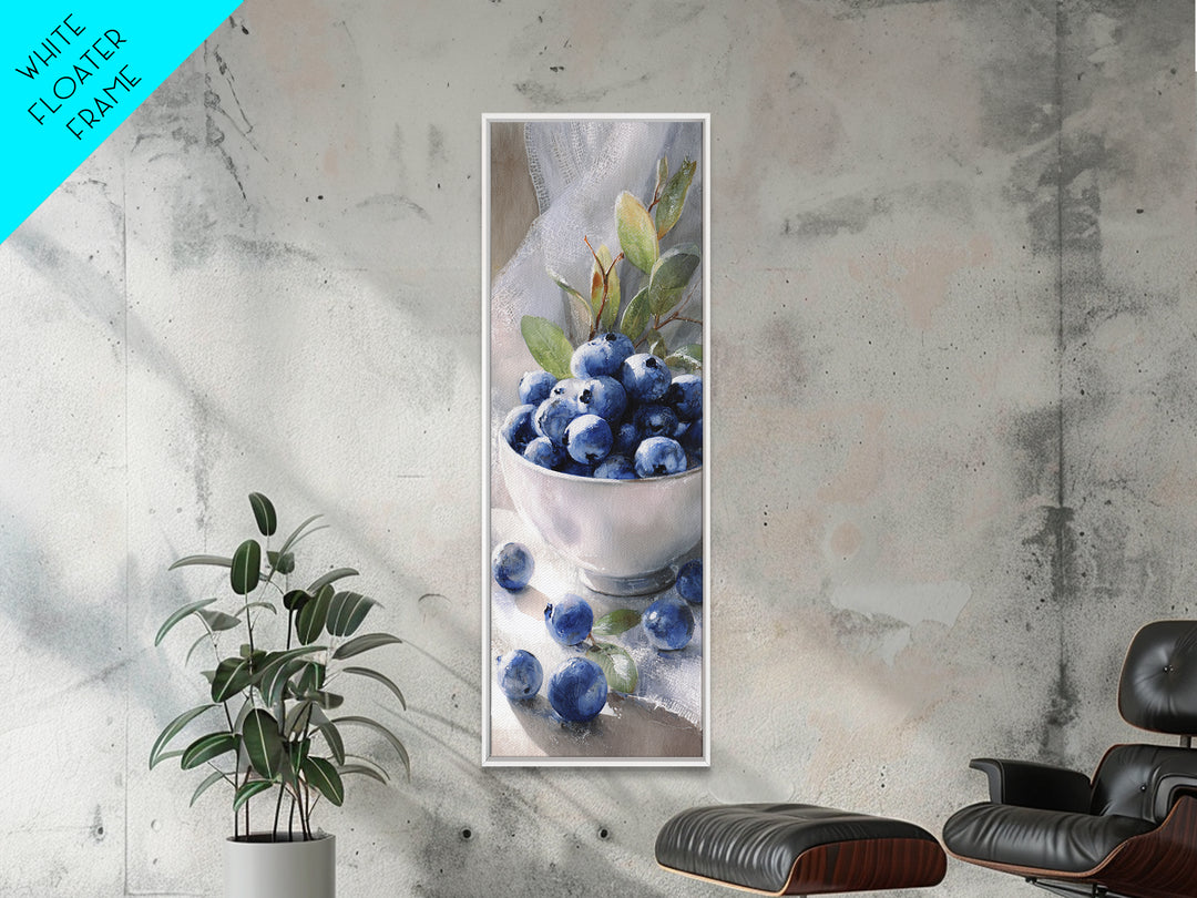 Blueberries in a White Bowl Canvas Print, Kitchen Art, Contemporary Art, Kitchen Decor, Fine Art, Kitchen, Kitchen Wall Art, KIT-1x3-7