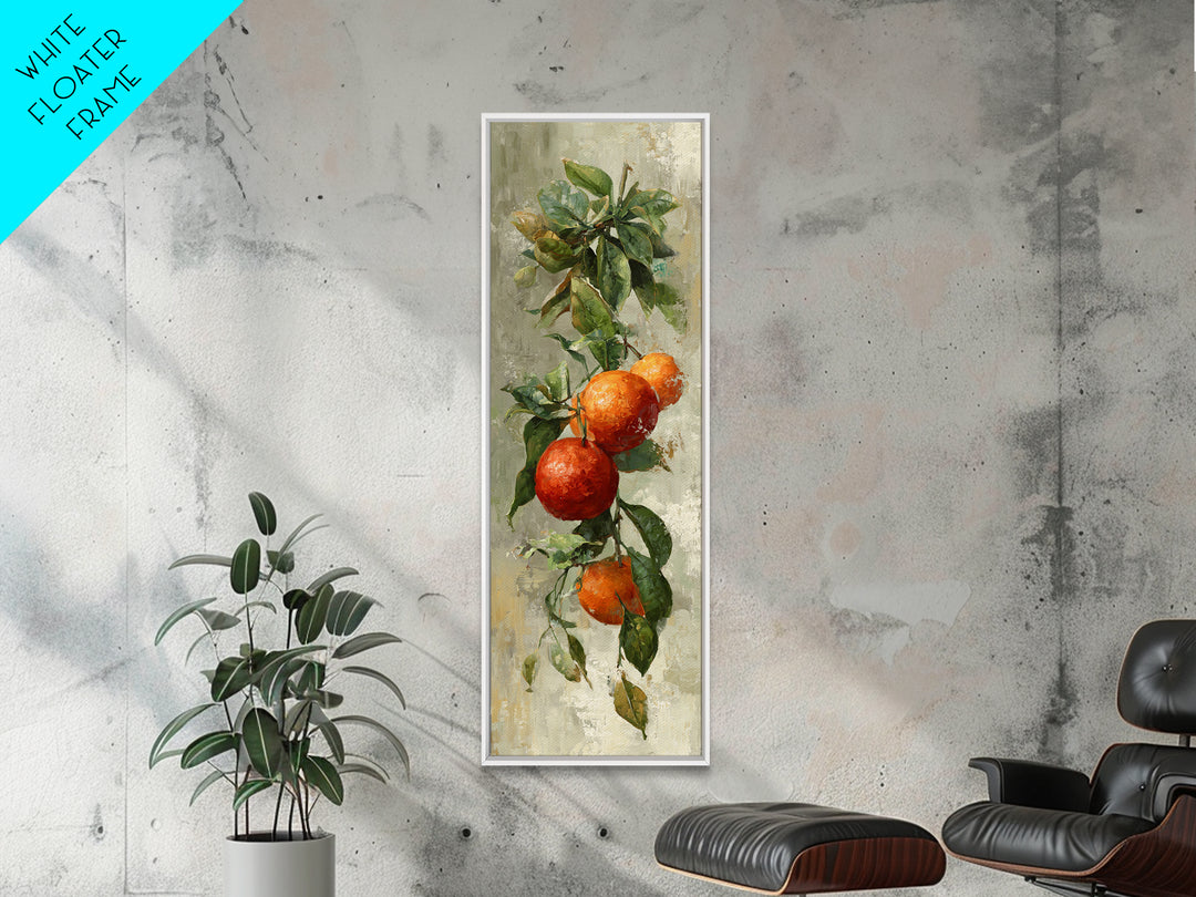 Orange Citrus Botanical Branch Framed Canvas Print, Kitchen Art, Minimalist Wall Art, Kitchen Decor, Fine Art, Kitchen, KIT-1x3-71