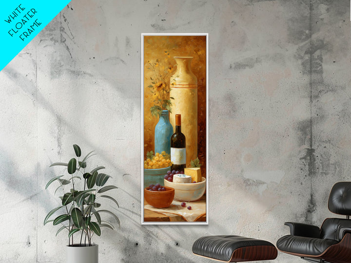 Wine Bottle Grapes and Cheese Still Life Canvas Print, Kitchen Art, Kitchen Decor, Fine Art, Kitchen, Trendy Wall Art, KIT-1x3-72