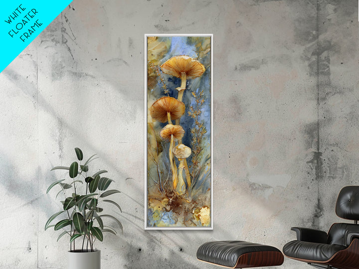 Mushrooms and Thyme Botanical Study Framed Canvas Print, Kitchen Art, Coffee Art, Kitchen Decor, Oil Painting, Kitchen, KIT-1x3-75