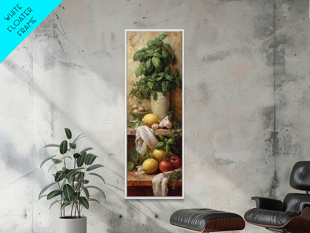 Pasta Lemons and Basil Mediterranean Still Life Canvas Print, Kitchen Art, Art Print, Kitchen Decor, Fine Art, Kitchen, KIT-1x3-77