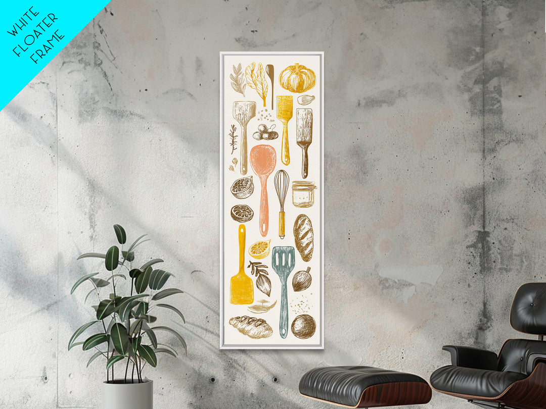 Kitchen Utensil Silhouettes Canvas Print, Kitchen Art, Kitchen Wall Art, Kitchen Decor, Abstract Art, Kitchen, KIT-1x3-81