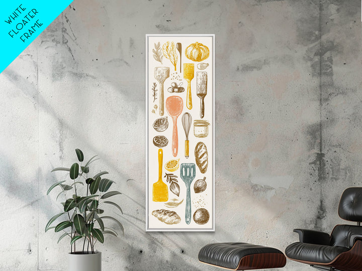 Kitchen Utensil Silhouettes Canvas Print, Kitchen Art, Kitchen Wall Art, Kitchen Decor, Abstract Art, Kitchen, KIT-1x3-81