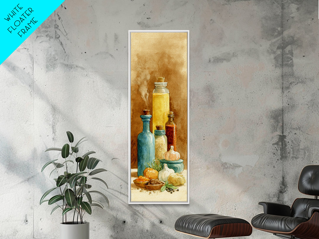 Watercolor Spice Jars Without Readable Labels Canvas Print, Kitchen Art, Coffee Print, Kitchen Decor, Oil Painting, Kitchen, KIT-1x3-97