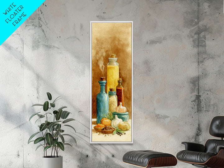 Watercolor Spice Jars Without Readable Labels Canvas Print, Kitchen Art, Coffee Print, Kitchen Decor, Oil Painting, Kitchen, KIT-1x3-97